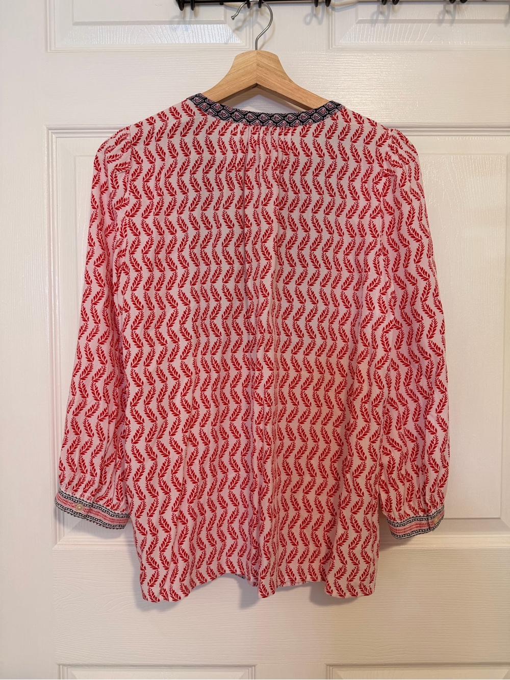 LOFT Red and Navy Printed Tunic Blouse - Picture 5 of 9